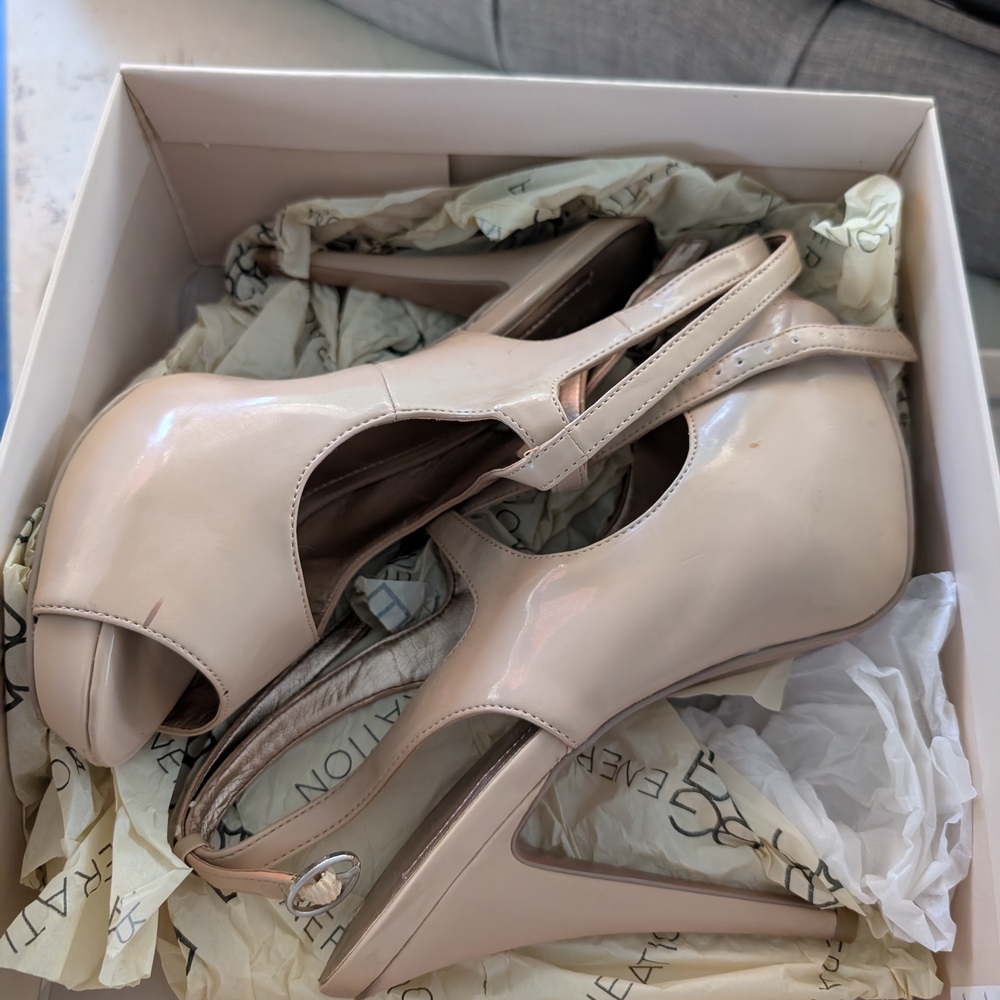 Elegant Nude Peep-Toe Heels
